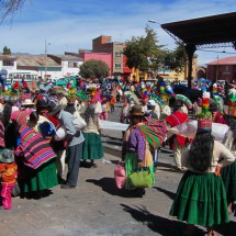 Dancing on the main square of Tiwananku in the afternoon of June 21st - the new year of the Aymara people - solstice